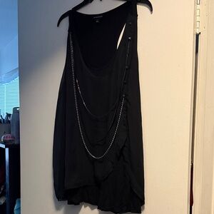 Rock & Republic Black Tank with Silver Chain Details